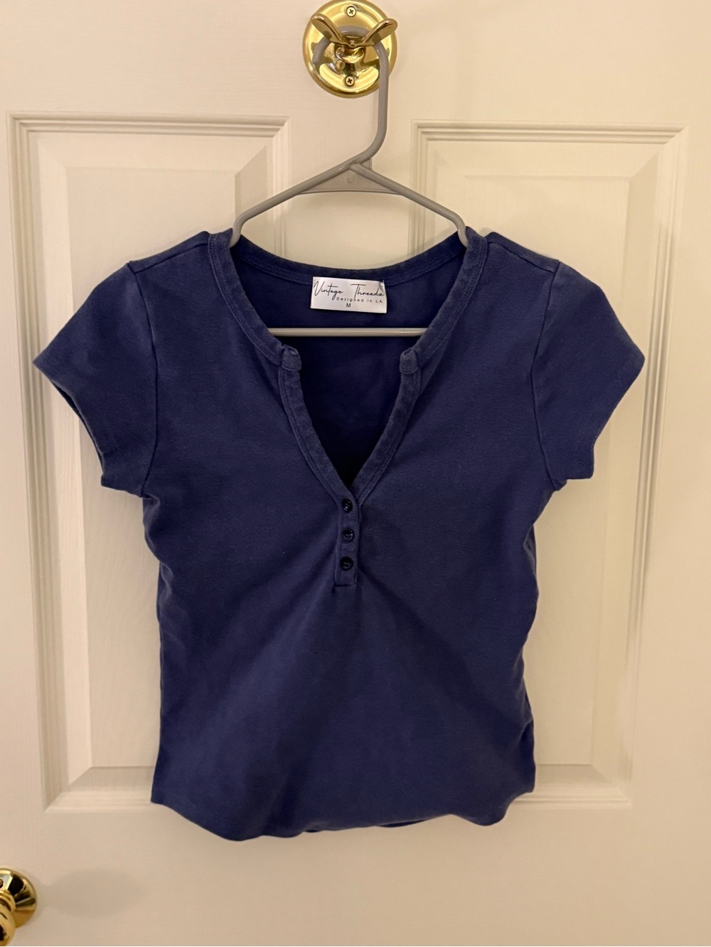Navy Short-Sleeve Henley Top